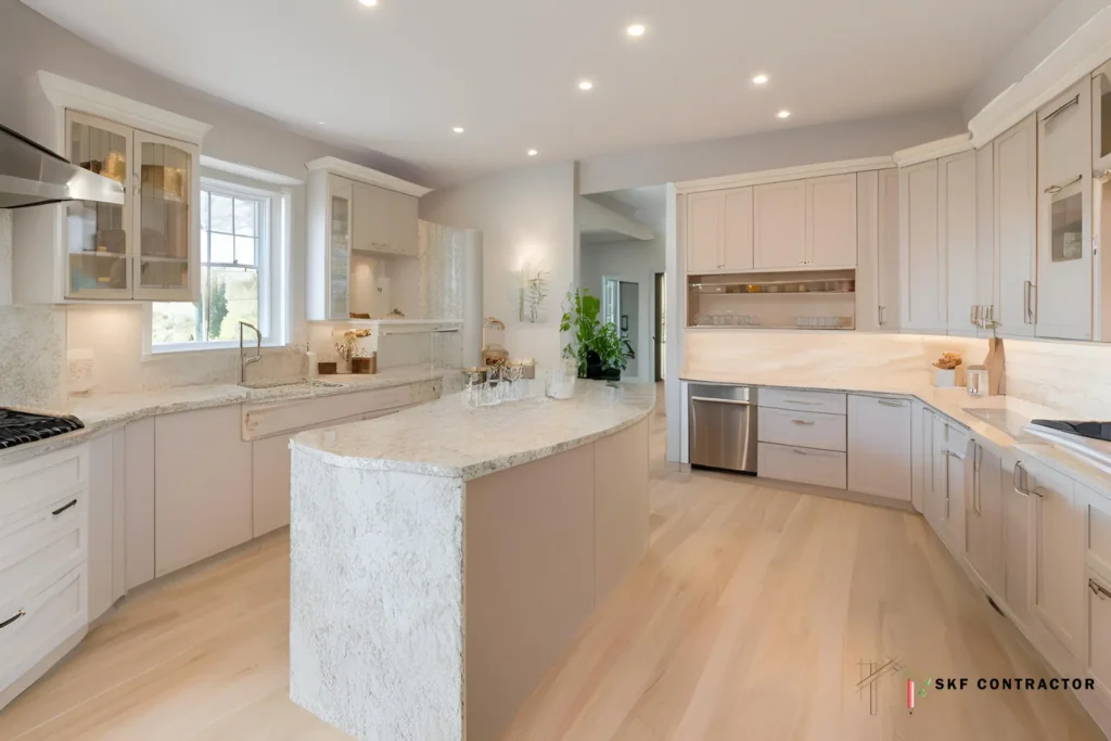 Ivory Fantasy beige granite kitchen island countertop