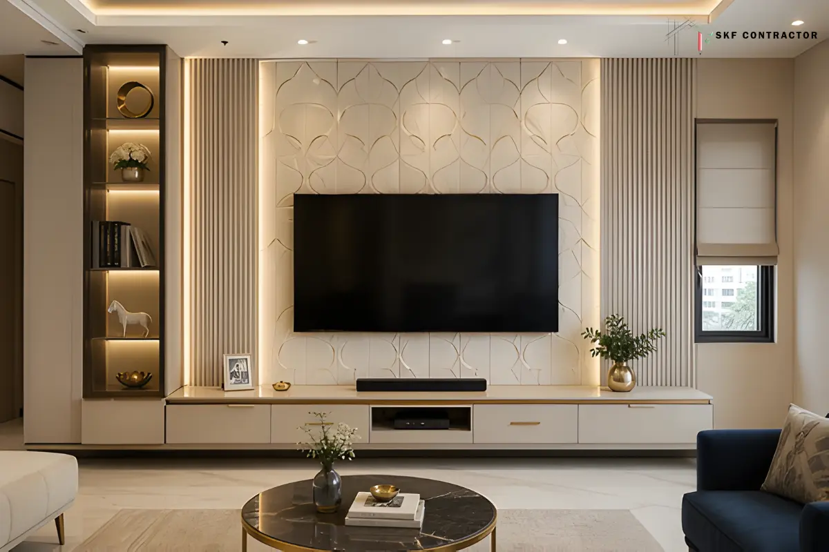Glossy High-Shine PVC Panel TV Unit