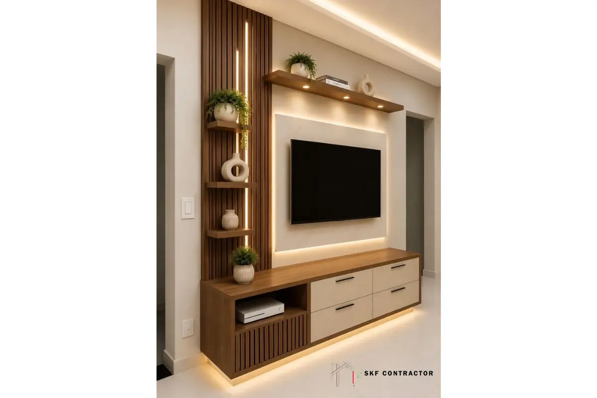 Wood-Finish PVC TV Unit