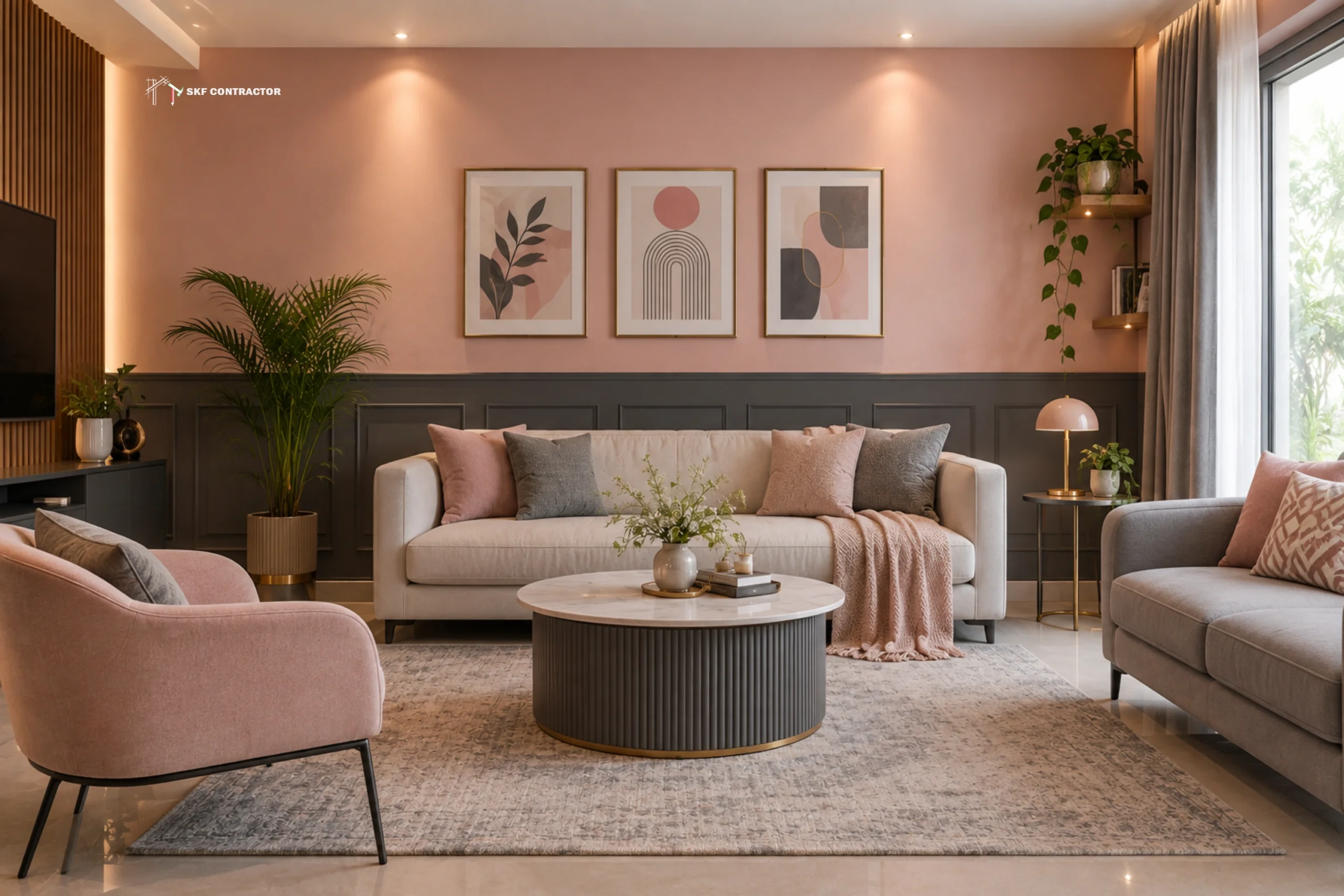 Charcoal Grey and Blush Pink