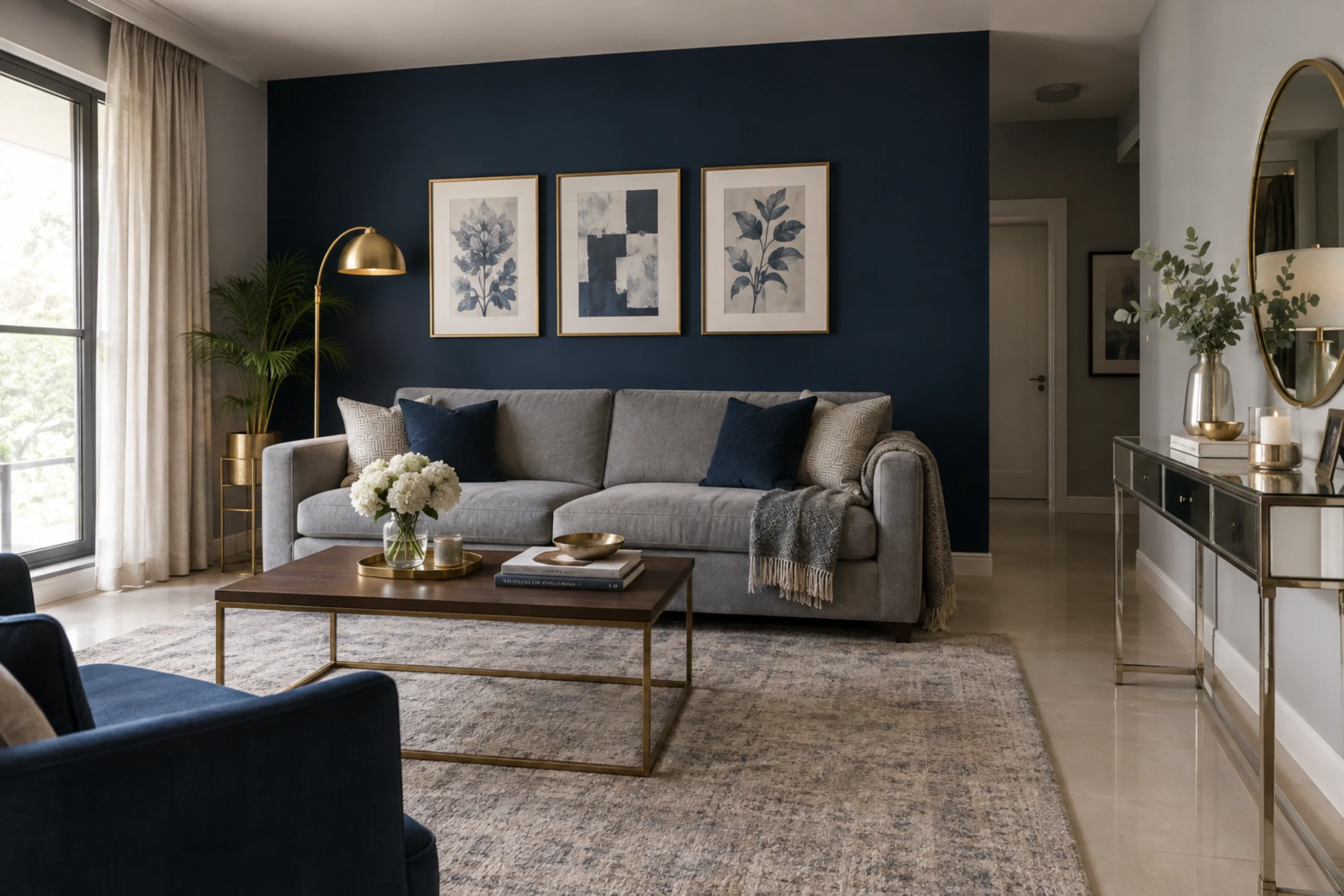 Navy Blue and Soft Grey